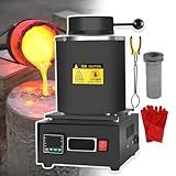 Máquina Fundição Metal Digital Forno Elétrico Fusão De Ouro 1500 W Display Digital Led 20 35 Minutos Com Cadinho De Grafite Luvas Isolantes De Calor Pinças De Cadinho Black 3kg