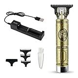 Maquina T9 Sem Fio Elétrico Retro Ultra Afiado Barba Profissional Gold Acabamento