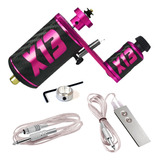 Máquina X13 Pink Tatuagem Rotativa C Cabo Rca E Pedal Rosa