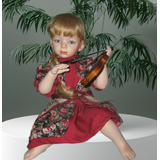 Maravilhosa Boneca Porcelana Alemã Violinista Gloria Livy