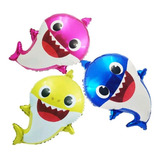 Maravilhoso Kit 03 Balão Bexiga Metalizado Baby Shark 55cm