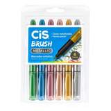 Marcador Artístico Cis Brush Metallic 6 Cores