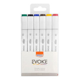 Marcador Artístico Evoke Dual Marker Estojo 6 Cores Básicas