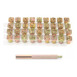 Marcador De Couro 9mm Carimbo Letras E Numeros 36 Pcs Gravar
