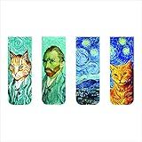 Marcador De Página Livro Van Gogh Gato Kit Com 4 Marcadores