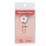 Marcador De Página Love Flower Branco azul Blister 1un Molin