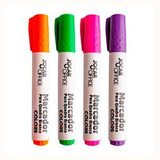 Marcador Para Quadro Jocar Office Colors De Ponta Pincel laranja Verde claro Rosa Violeta X 4