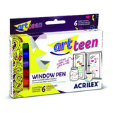 Marcador Para Vidro Window Pen Art Teen Com 6 Acrilex