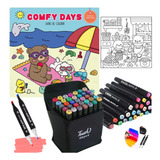 Marcador Permanente Ponta Dupla 36 Cores Livro Comfy Days