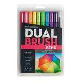Marcador Pincel Dual Brush Cores Brilhantes Com 10 Cores Cor Variadas