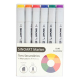 Marcador Sinoart Marker Com 6 Cores Tons Secundários
