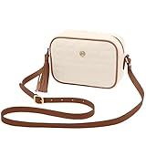 Mariart Gardênia Bolsa Transversal Feminina De Couro Bovino Legítimo C Matelassê Off White Camel 