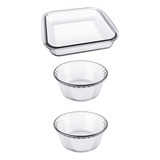 Marinex Clássica Suflê Conjunto Assadeiras 3 Peças Sem Tampa Cor Transparente