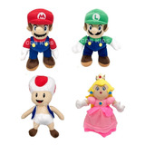 Mario Bros Kit 4 Bonecos Mario, Luigi, Princesa Peach, Toad