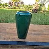 MARLOT Decor Vaso Fibra De Vidro Vitrificado Estilo Vietnamita 76x29cm Verde 