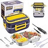 Marmita Elétrica Portátil Automática Lancheira Térmica Elétrica 40W 3 Divisórias Veicular E Tomada