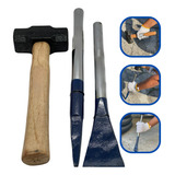 Marreta 1kg C Cabo Ponteiro Talhadeira Kit Obras Rápidas