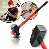 Marreta Quadrada 3Kg Crossfit Cabo Extra Longo De Fibra 90cm Sexta Feira Martelo Profissional Emborrachado Reforçada Aço Carbono Pedreiro Demolição Quebra Parede Face Polida