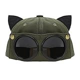Marsrut Chapéu Aviador Retrô Boné De Beisebol Com Orelhas De Gato Pontiagudas Com óculos De Sol Na Parte De Trás Estilo Máscara Hip Hop óculos De Piloto Anexados Para Homens E Mulheres Adultos