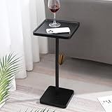 Marsui Mesa Lateral Quadrada, Pedestal De Bebida, Mesa Lateral De Madeira, Mesa De Centro De Coquetel, Mesa De Centro Para Sala De Estar, Pequenos Espaços, Quarto, Sofá, Cantos E Escritório (preto)