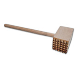 Martelo Bate Bife Socador 27cm Madeira Para Carne Cozinha Cor Cru