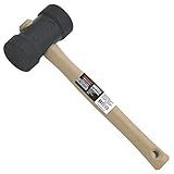 Martelo De Borracha Famastil 80mm Cabo De Madeira Borracha Maciça Preto Ideal Para Assentamento De Superfícies Delicadas Multicor