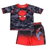 Marvel Comics Conjunto De Roupa De Banho Do Homem Aranha 2 Peças FPS 50 Rash Guard E Sunga Para Meninos Preto 7