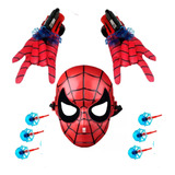 Mascara + 2 Luva Infantil Homem Aranha Lança Teia Spider Man