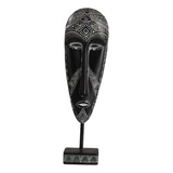 Máscara Africana Escultura Decoração De Mesa 10x6x33 5cm