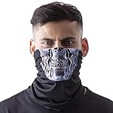 Máscara Bandana Caveira Robô Metal Proteção Ciclismo Moto