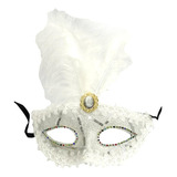 Mascara De Baile Carnaval Festa Fantasia Noiva Branca Pena