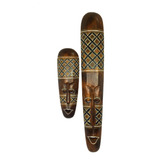 Máscara Decorativa Carranca Parede Indonésia Bali 2 Pcs Bali