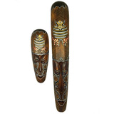 Máscara Decorativa Carranca Parede Indonésia Bali 2 Pcs