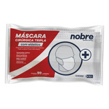 Máscara Descartável Tripla Clip Nasal Kit C 50un Cor Branco