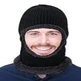 Máscara Facial Balaclava De Inverno De Lã Para Homens E Mulheres Capa De Rosto Inteiro Tricotada Clima Frio Ao Ar Livre Esportes Ciclismo Preto Preto Tamanho Nica