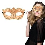 Máscara Feminina Para Baile De Máscaras, Festa Veneziana, Carnaval, Baile, Halloween, Festas à Fantasia, Dourado, Tamanho Nico