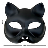 Máscara Gata Luxo Plástico Preta Festa Fantasia Cor Preto Gatinha