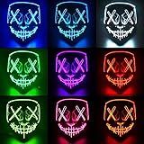 Máscara Led Luz Neon Duplo Cosplay Carnaval Fantasia Halloween -Branco-