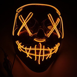 Mascara Led Neon Carnaval Cosplay Fantasia Adulto Terror Cor Laranja