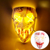 Máscara Led Neon Halloween Festa Fantasia Noite De Crime Cor Amarelo Kiss Me