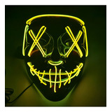 Mascara Led Neon Halloween Terror Cosplay Balada Carnaval Cor Amarelo