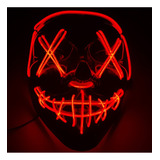 Mascara Led Neon Halloween Terror Cosplay Balada Carnaval Cor Vermelho