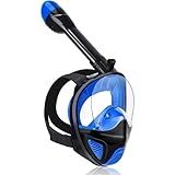 Mascara Mergulho Snorkel Full Face Anti Fog Adulto Com Suporte Gopro Câmera Azul P M