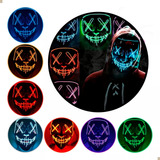 Mascara Neon Led Balada Carnaval Brilha Fantasia Cosplay Cor Laranja