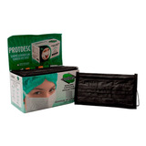 Mascara Protdesc Descartável Elástico Tripla Com 50 Unidades Cor Preto