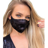 Máscara Proteção Tecido Paête Luxo Lavável