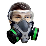 Máscara Respiratória Facial Dupla Proteção Contra Agrotóxicos Pesticidas Venenos Com Óculos