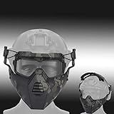 Máscara Tática Meia Fask Militar Caça Protetora Segurança Tiro Máscaras Com Óculos Airsoft Paintball Combate Capacete Máscaras  Color   BCP1 