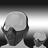 Máscara Tática Meia Fask Militar Caça Protetora Segurança Tiro Máscaras Com Óculos Airsoft Paintball Combate Capacete Máscaras Color BK 