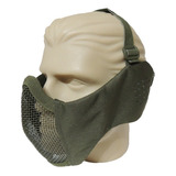 Máscara Telada Meia Face Proteção De Orelha Airsoft Tático